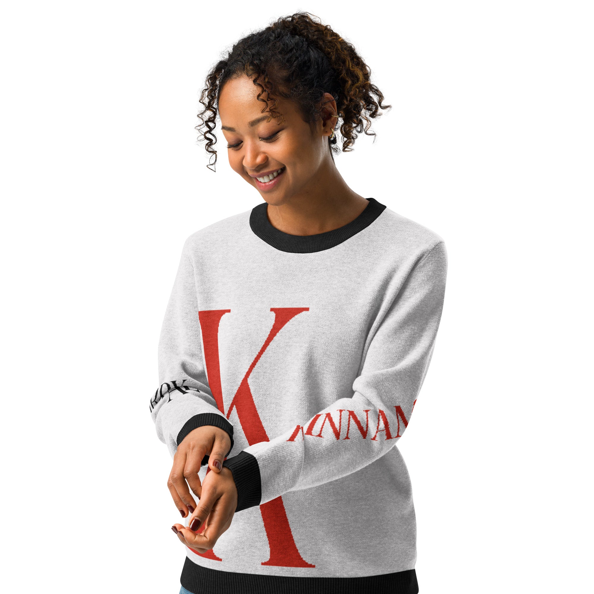 Red K Knitted Crew Neck Sweater