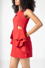 Naomi Ruffle Dress in Red